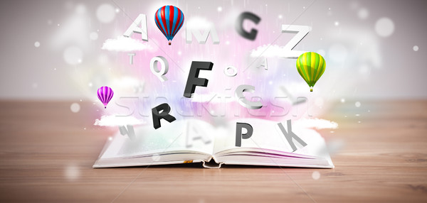Сток-фото: открытой · книгой · Flying · 3D · письма · конкретные · красочный