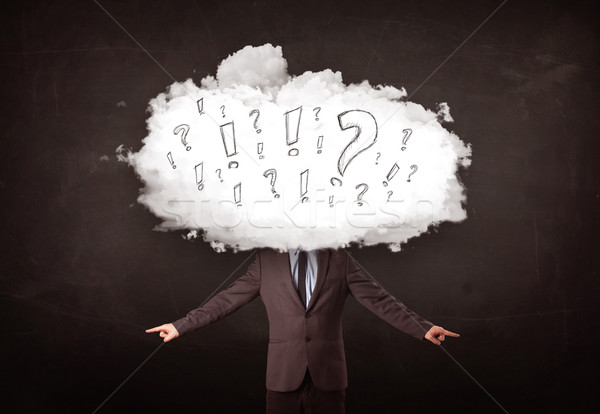 Business man cloud head with question and exclamation marks  Stock photo © ra2studio