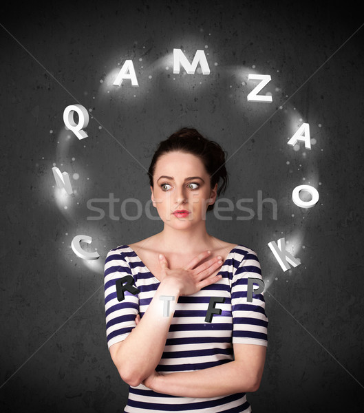 若い女性 思考 手紙 周りに 頭 ストックフォト © ra2studio