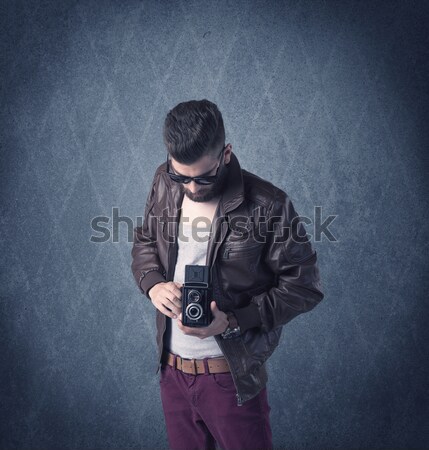 Foto stock: Barbado · pie · elegante · ropa · guapo