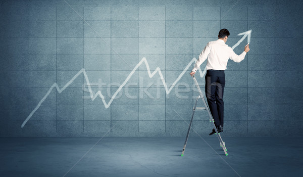 Man drawing line from ladder Stock photo © ra2studio