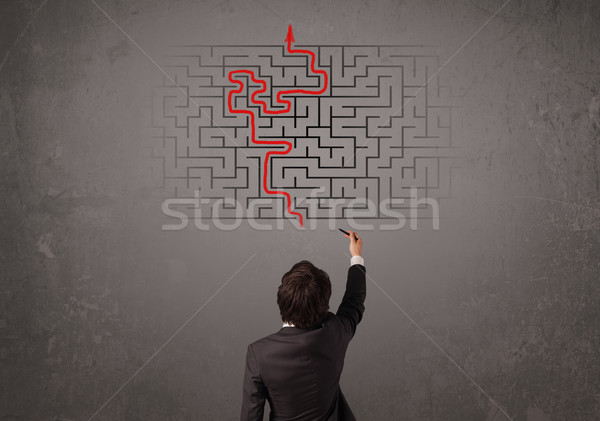 Business man looking at a maze and the way out  Stock photo © ra2studio