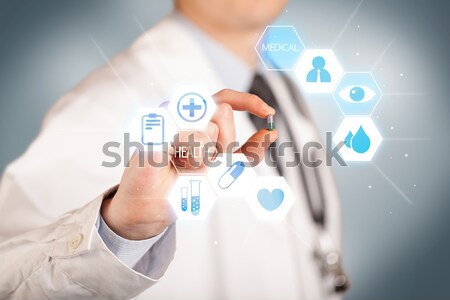 Foto stock: Médico · blanco · píldora · mano · ilustrado