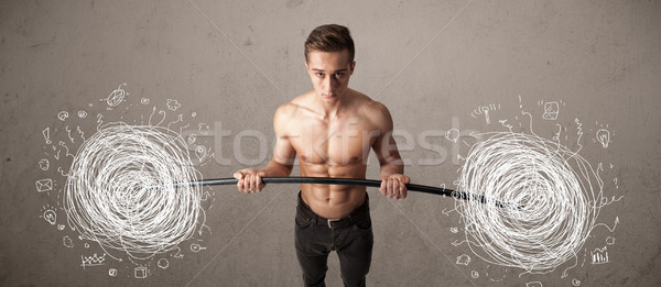 Musculaire homme chaos fort main Photo stock © ra2studio