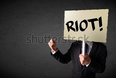 Empresario protesta signo demostración bordo Foto stock © ra2studio