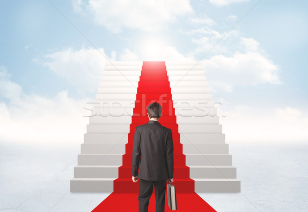 Сток-фото: глядя · лестницы · небо · бизнесмен · небе · человека
