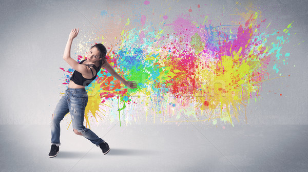 Young colorful street dancer with paint splash Stock photo © ra2studio