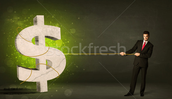 ストックフォト: ビジネスマン · ビッグ · 緑 · ドル記号 · お金