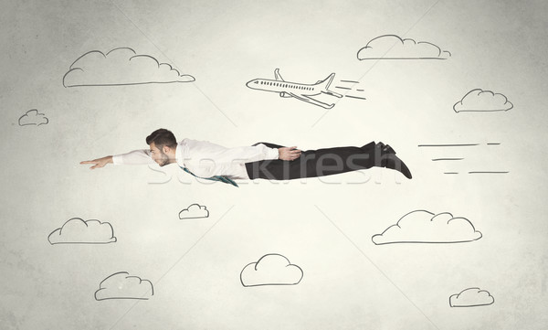 事業者 飛行 手描き 空 雲 ストックフォト © ra2studio