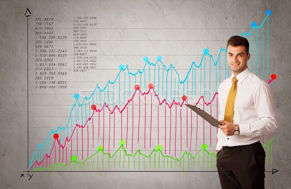 Colorful chart with numbers and businessman Stock photo © ra2studio