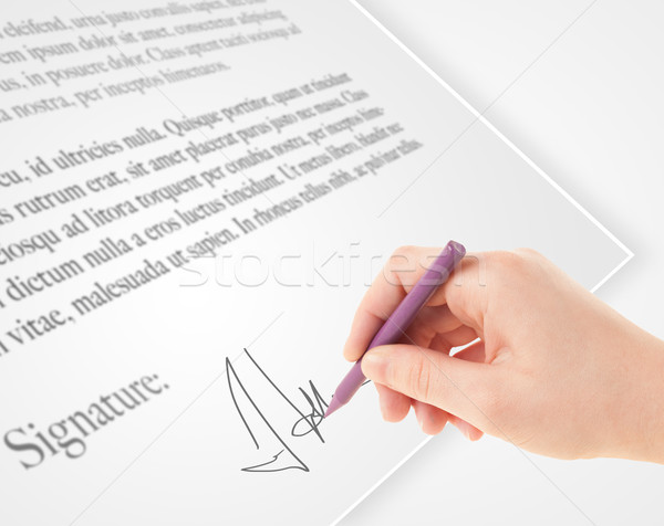 Stockfoto: Hand · schrijven · persoonlijke · handtekening · papier · vorm