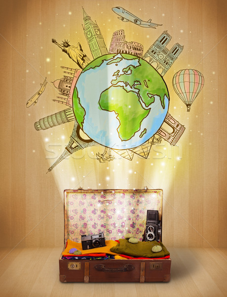 [[stock_photo]]: Bagages · Voyage · autour · monde · illustration