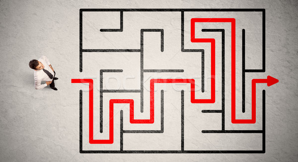 Perdu affaires façon labyrinthe rouge flèche [[stock_photo]] © ra2studio