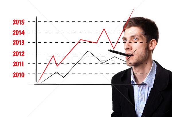 man analysing graph on the whiteboard Stock photo © ra2studio