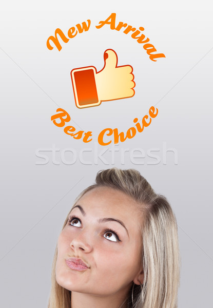 Young head looking at shipping and order signs Stock photo © ra2studio