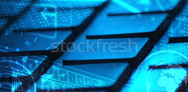 Stock photo: Keyboard with glowing icons