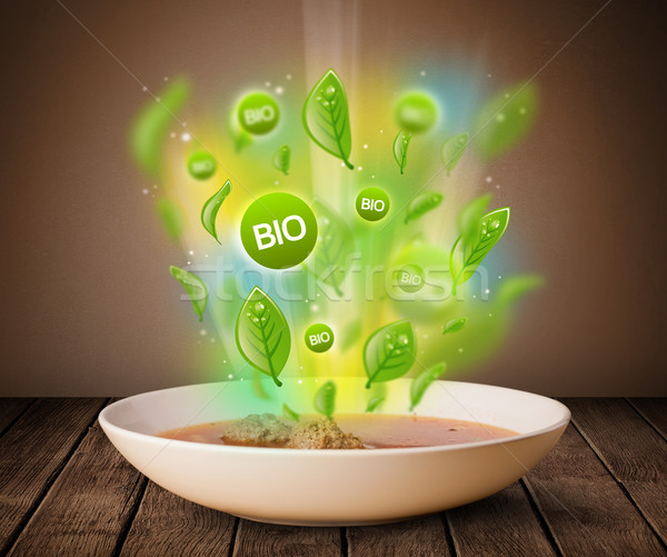 Healthy bio green plate of food Stock photo © ra2studio