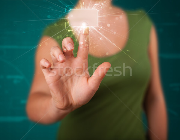 Woman pressing high tech type of modern buttons Stock photo © ra2studio