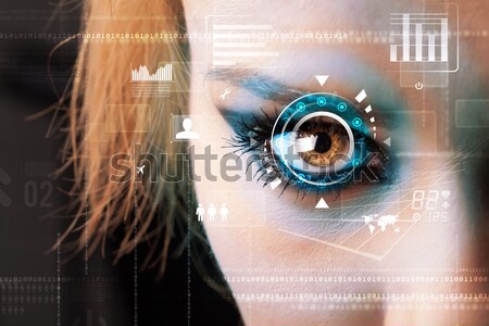 Avenir femme technologie oeil panneau ordinateur [[stock_photo]] © ra2studio
