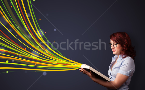 Foto d'archivio: Bella · lettura · libro · colorato · linee