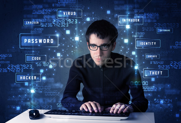 хакер технологий иконки компьютер деньги Сток-фото © ra2studio