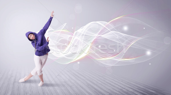 Urban breakdancer dancing with white lines Stock photo © ra2studio