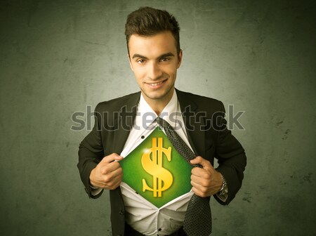 бизнесмен рубашку знак доллара груди человека Сток-фото © ra2studio