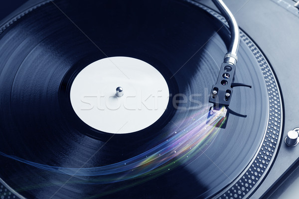 Music player playing vinyl music with colourful abstract lines Stock photo © ra2studio