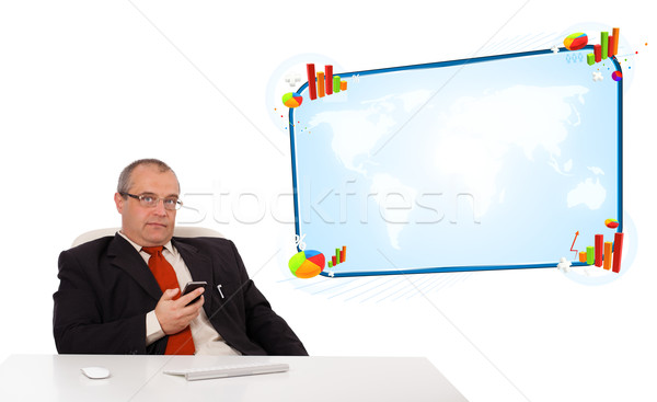 Foto stock: Empresário · sessão · secretária · isolado · branco