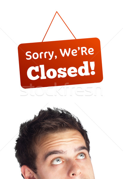 Young persons head looking at closed and open signs Stock photo © ra2studio