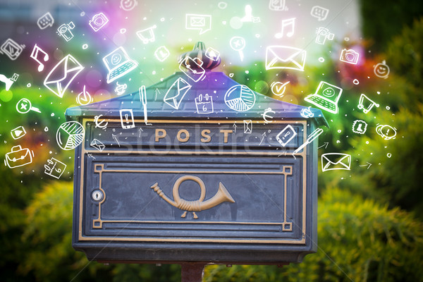 Farbenreich Symbole Symbole heraus Mailbox modernen Stock foto © ra2studio