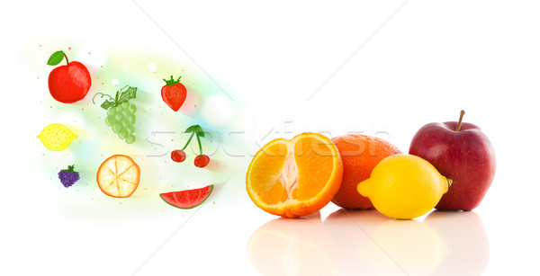 Stok fotoğraf: Renkli · meyve · resimli · beyaz · gıda