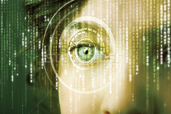 Stock foto: Modernen · Frau · Matrix · Auge · medizinischen · Technologie