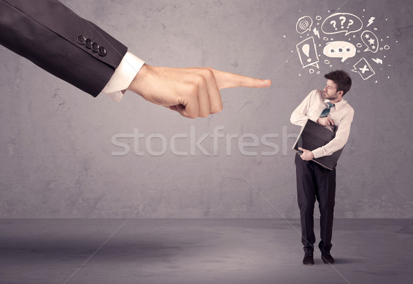 Stock photo: Boss hand pointing at confused employee