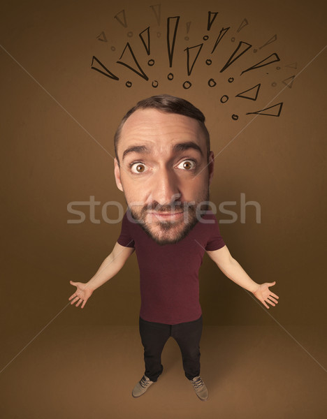 Big head person with social exclamation marks Stock photo © ra2studio