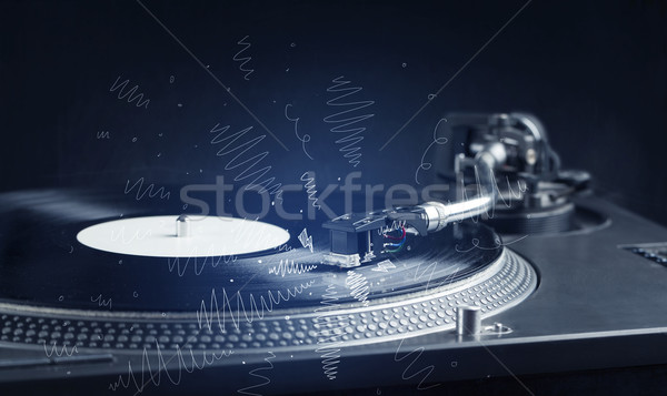 Draaitafel spelen muziek kruis lijnen Stockfoto © ra2studio