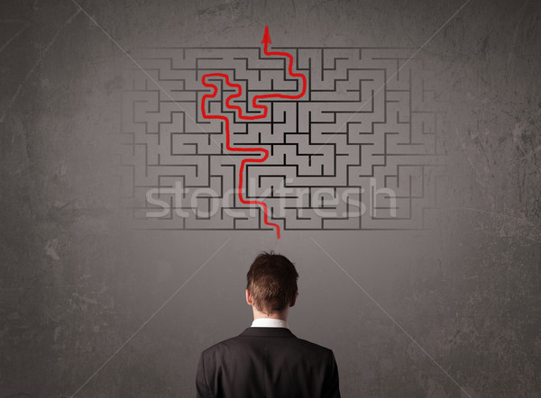 Business man looking at a maze and the way out  Stock photo © ra2studio