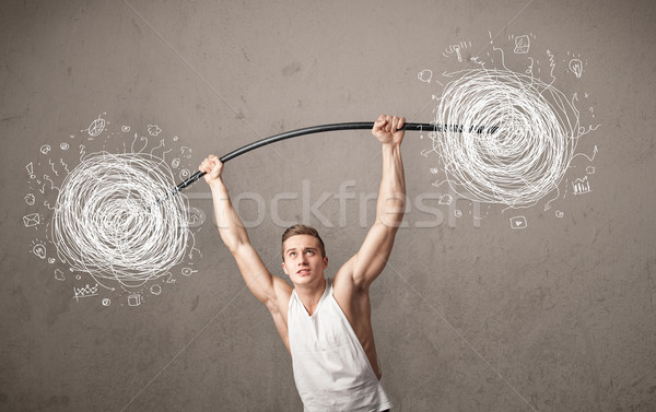 [[stock_photo]]: Musculaire · homme · chaos · fort · main