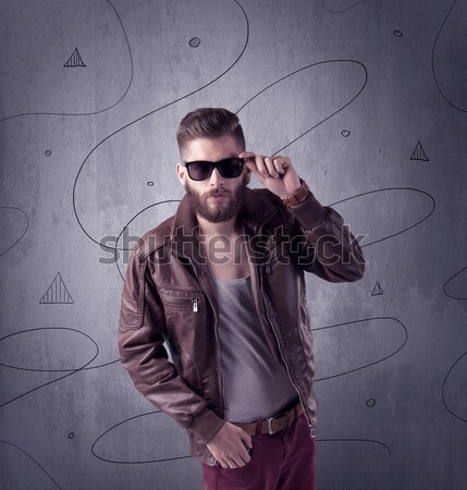 Hipster guy Bart modernen jungen Stock foto © ra2studio