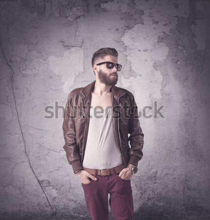 Stylish männlich Bart Sonnenbrillen Hipster Mode Stock foto © ra2studio