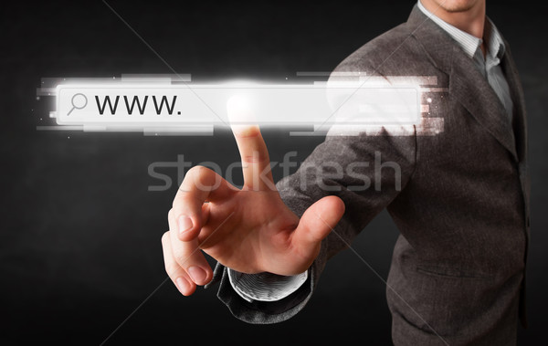 Jungen Geschäftsmann anfassen Web Browser Anschrift Stock foto © ra2studio