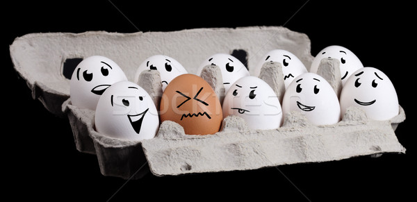Ungerade ein funny Eier Gesichter Stock foto © ra2studio