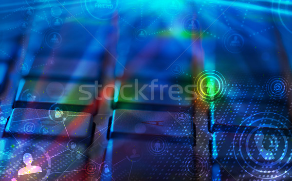 Foto stock: Teclado · red · social · iconos · social