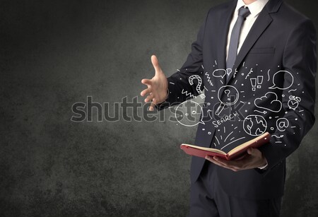 Sketched explosives coming out of gun shaped hands Stock photo © ra2studio