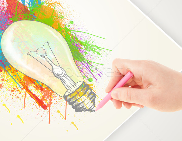 Strony rysunek papieru kolorowy splatter żarówka Zdjęcia stock © ra2studio