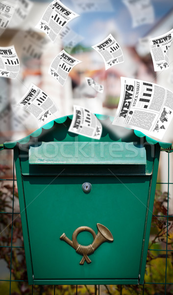 Post box with daily newspapers flying Stock photo © ra2studio