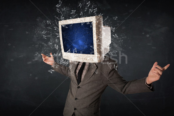 商业照片: 电脑显示器 · 屏幕 · 年轻 ·人·头· 计算机