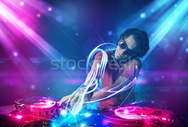 Energikus zene erőteljes fényeffektusok fiatal buli Stock fotó © ra2studio