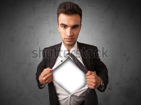 Businessman tearing off his shirt with white copyspace on chest Stock photo © ra2studio