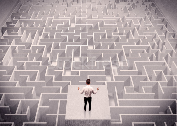 Businessman looking at labirynth from above Stock photo © ra2studio